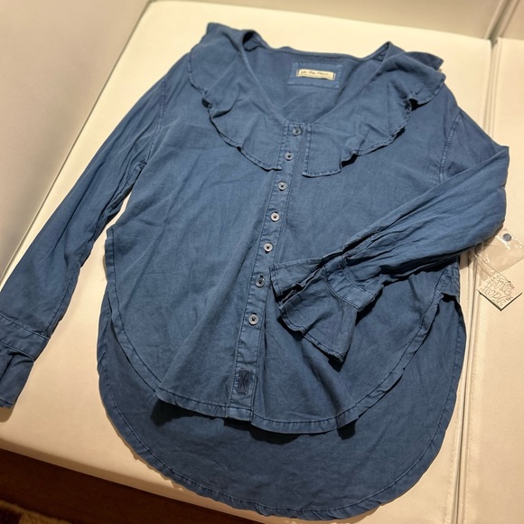 Free People Linen Amber Ruffle Top - Picture 2 of 4